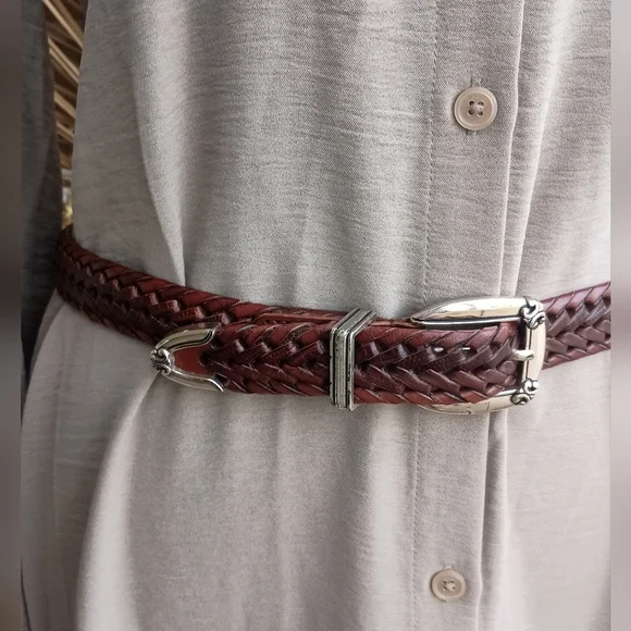 Vintage Fossil Elegant Brown Braided Leather Belt_med - Picture 2 of 9